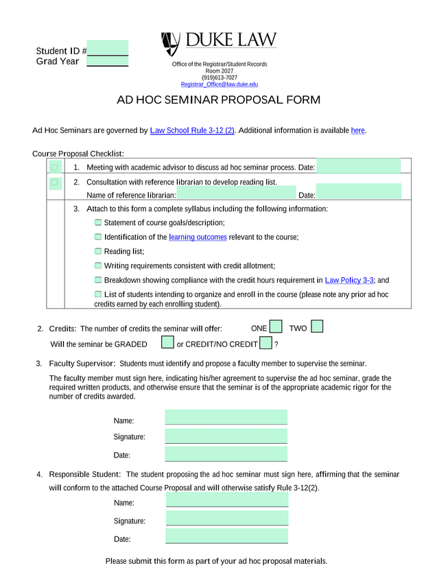 AD HOC SEMINAR PROPOSAL FORM screenshot
