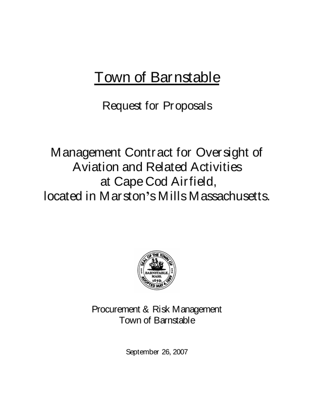 Request For Proposals Management Contract For Oversight Of Aviation And Related Activities At Cape C screenshot