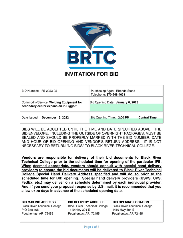 Invitation For Bid IFB 2023 02 screenshot
