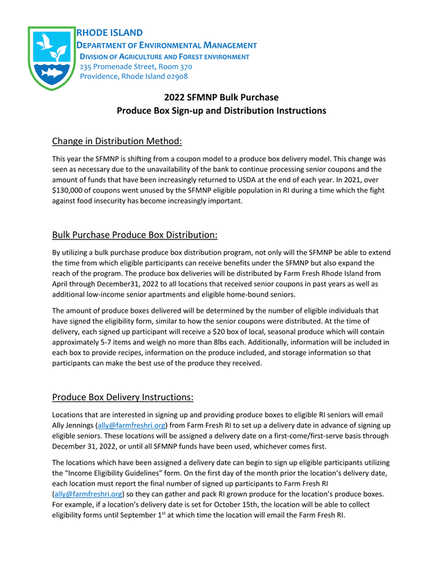 2022 SFMNP Bulk Purchase Produce Box Sign Up And Distribution Instructions screenshot