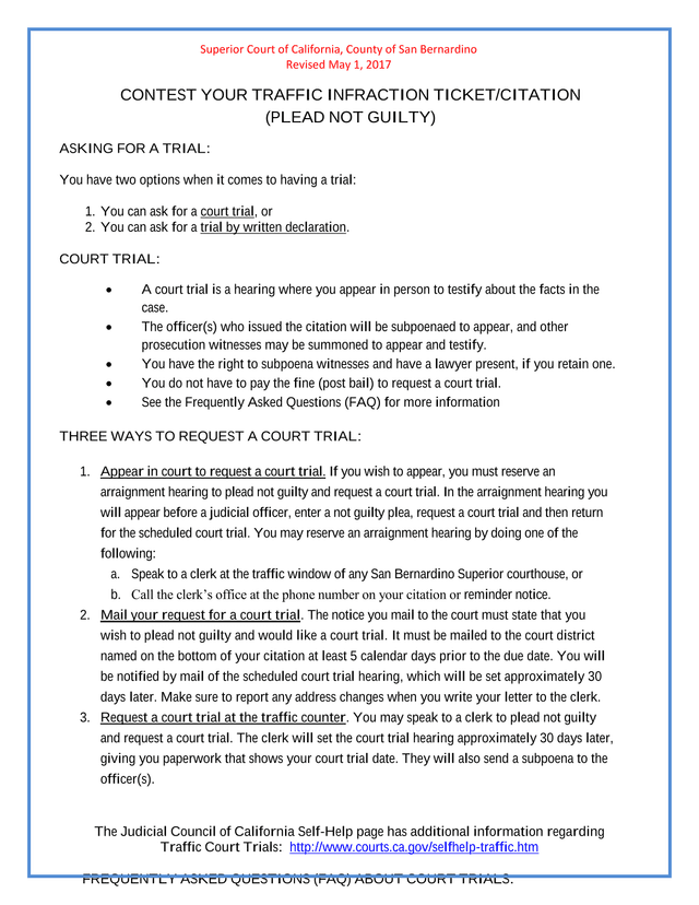 Contest Your Traffic Infraction TicketCitation (Plead Not Guilty) screenshot