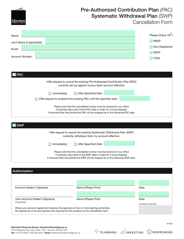 PAC Authorization (0720) screenshot