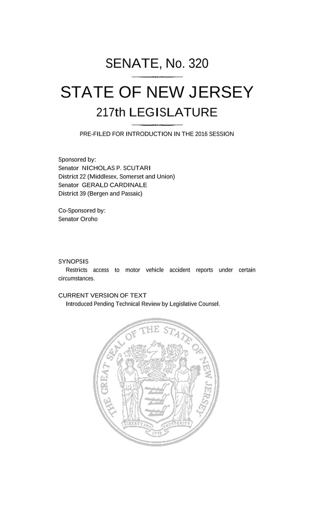 Senate Bill No. 320 screenshot