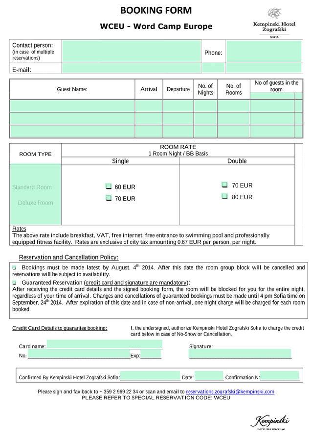 BOOKING FORM WCEU   Word Camp Europe screenshot