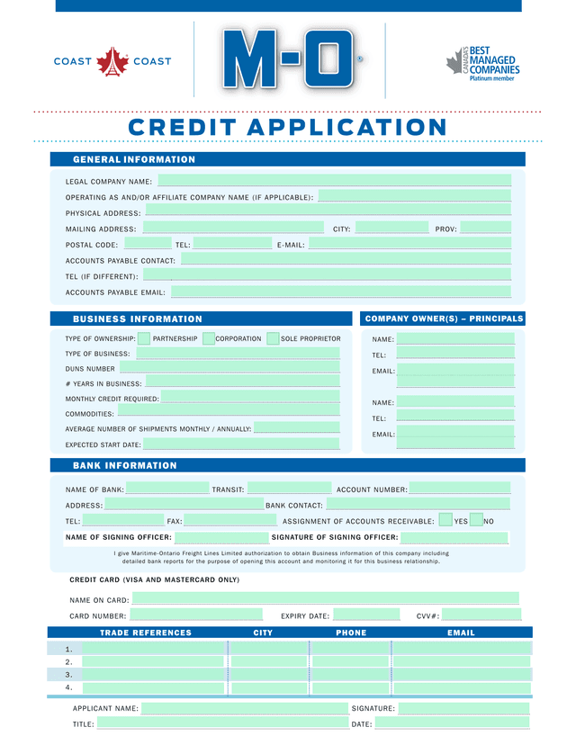 Credit Application screenshot