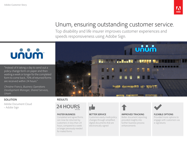Adobe Customer Story Unum screenshot