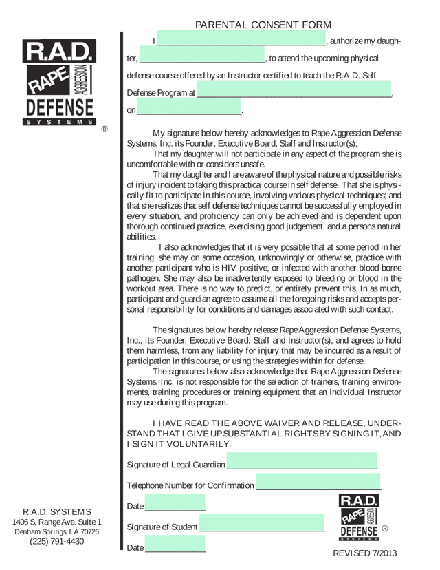 PARENTAL CONSENT FORM screenshot