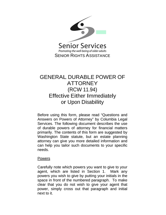General Durable Power Of Attorney screenshot