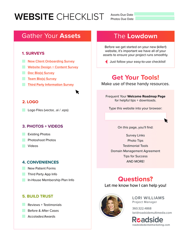 Website Checklist screenshot