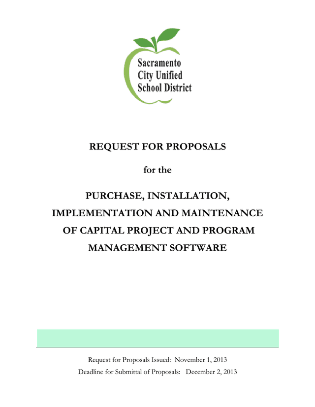 Request For Proposals For The Purchase, Installation, Implementation And Maintenance Of Capital Proj screenshot