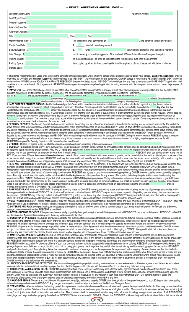 Rental Agreement AndOr Lease screenshot