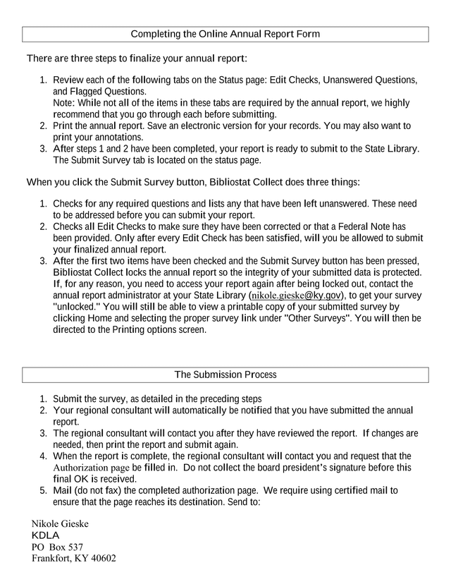 Online Annual Report Form screenshot