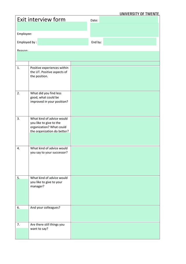 Exit Interview Form screenshot