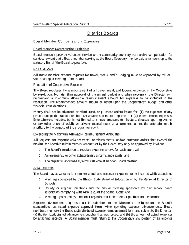 Board Member Compensation Expenses screenshot