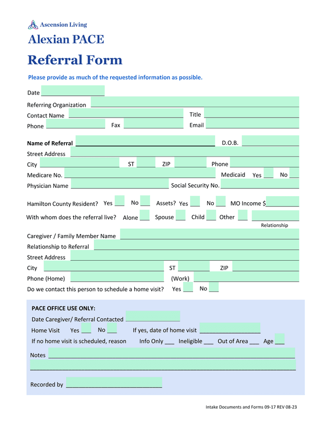 Referral Form screenshot