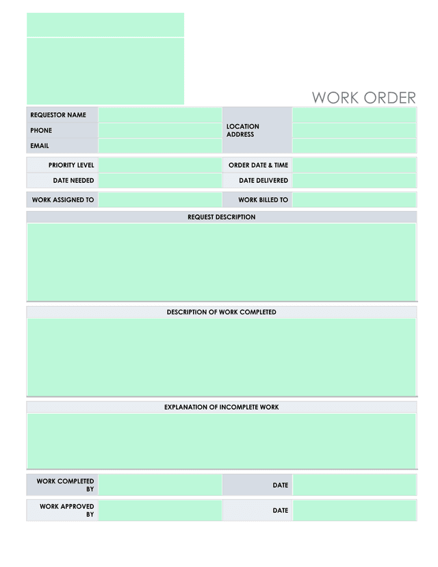 Work Order screenshot