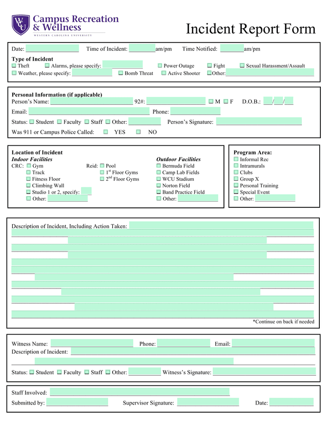 Incident Report Form screenshot