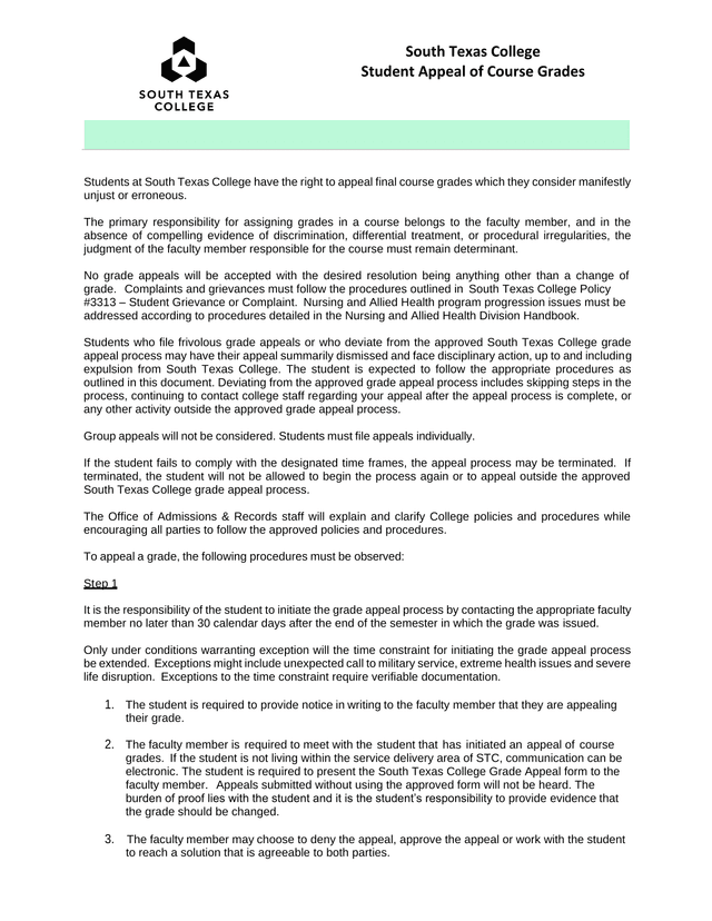Student Appeal Of Course Grades screenshot