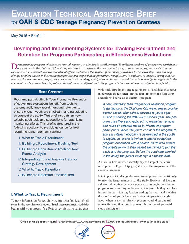 Evaluation Technical Assistance Brief For OAH  CDC Teenage Pregnancy Prevention Grantees screenshot