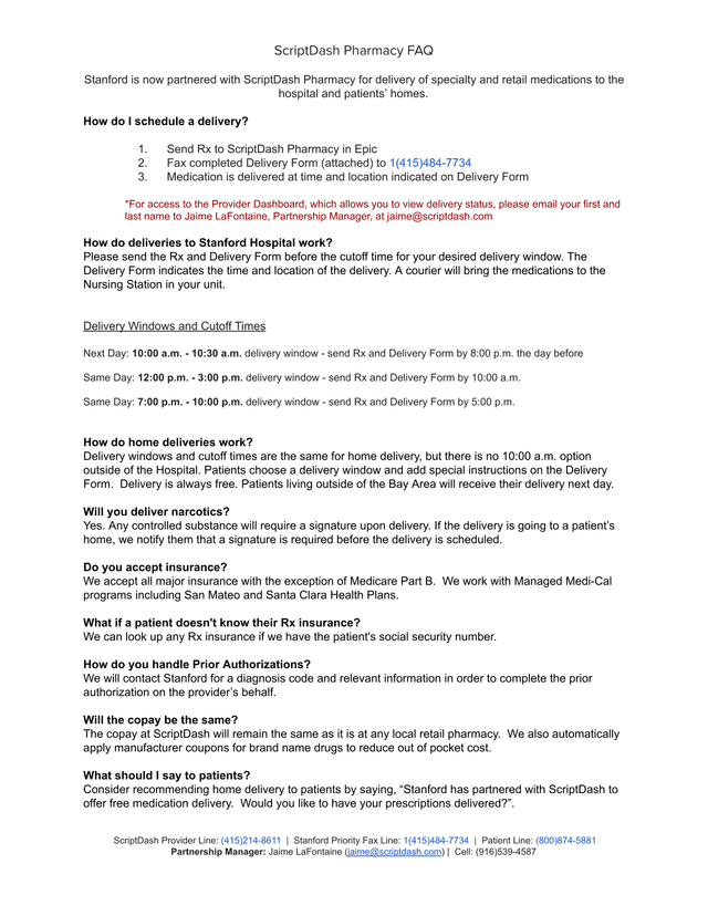 ScriptDash Pharmacy FAQ screenshot