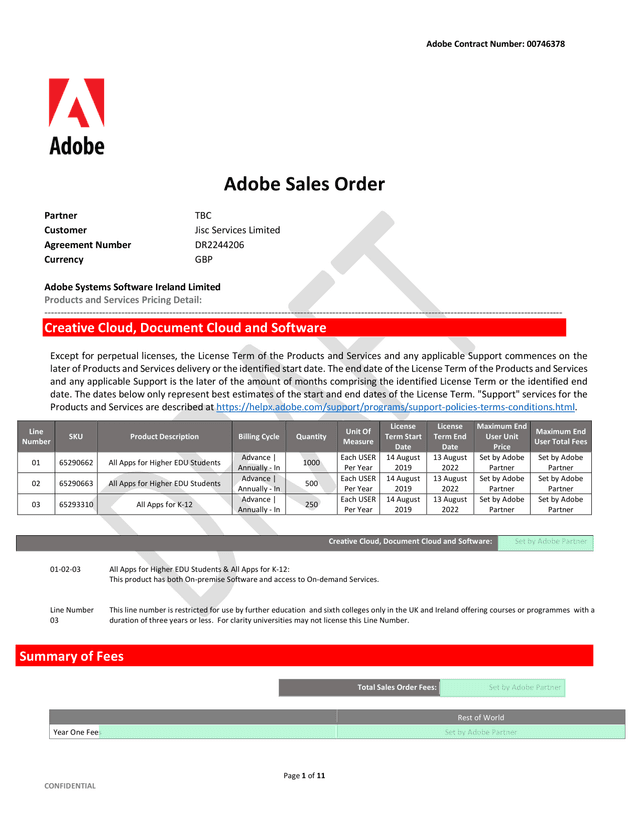 Adobe Sales Order screenshot