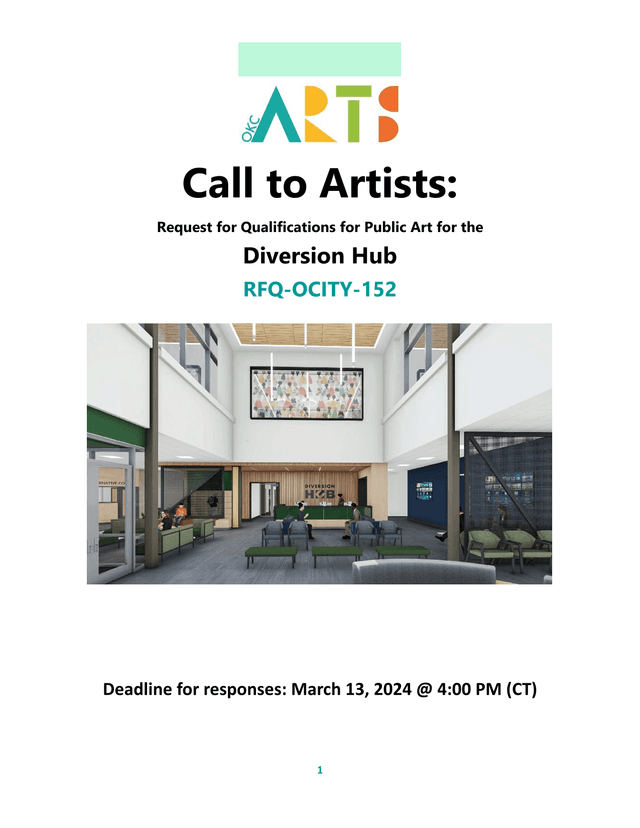 Call To Artists Request For Qualifications For Public Art For The Diversion Hub RFQ OCITY 152 screenshot