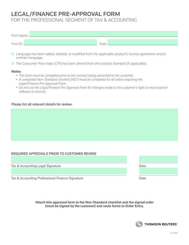 LEGALFINANCE PRE APPROVAL FORM FOR THE PROFESSIONAL SEGMENT OF TAX  ACCOUNTING screenshot