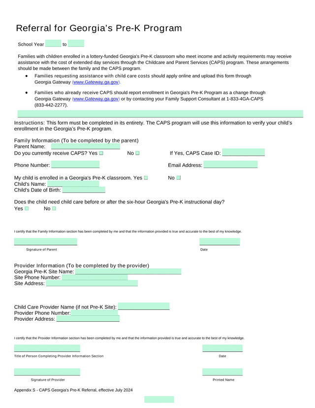 Referral For GeorgiaS Pre K Program screenshot