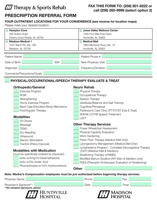 PRESCRIPTION REFERRAL FORM screenshot