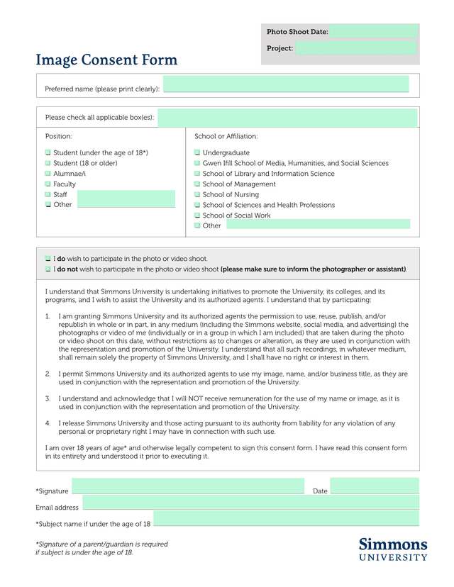 Image Consent Form screenshot