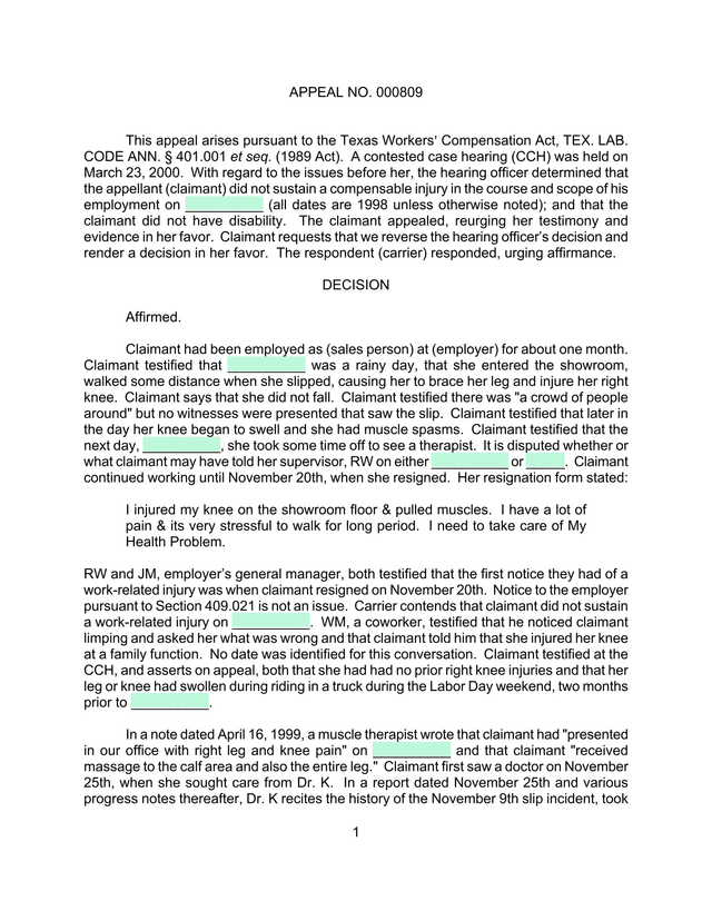 Appeal No. 000809 screenshot