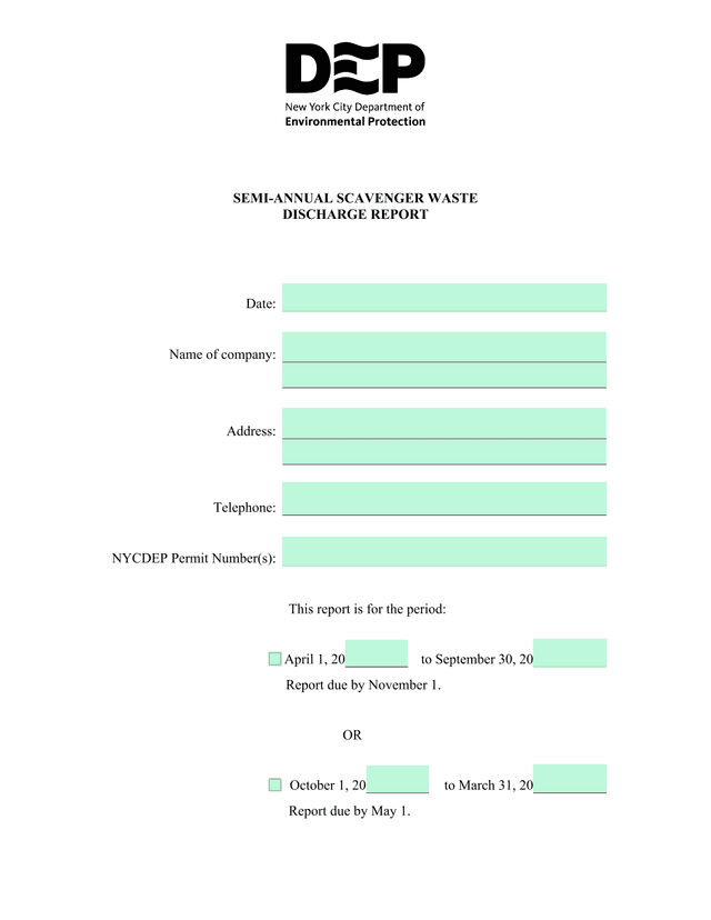 Semi Annual Scavenger Waste Discharge Report screenshot
