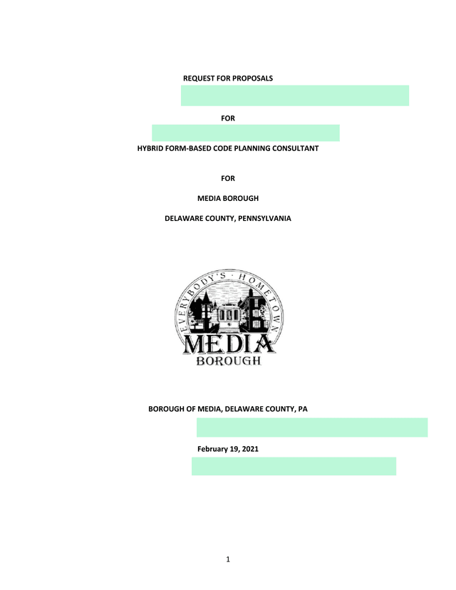 REQUEST FOR PROPOSALS FOR HYBRID FORM BASED CODE PLANNING CONSULTANT screenshot