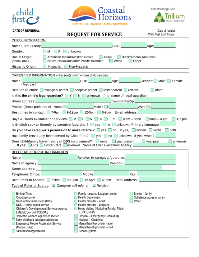 Child Information Form screenshot