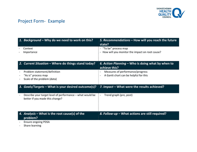 Project Form  Example screenshot