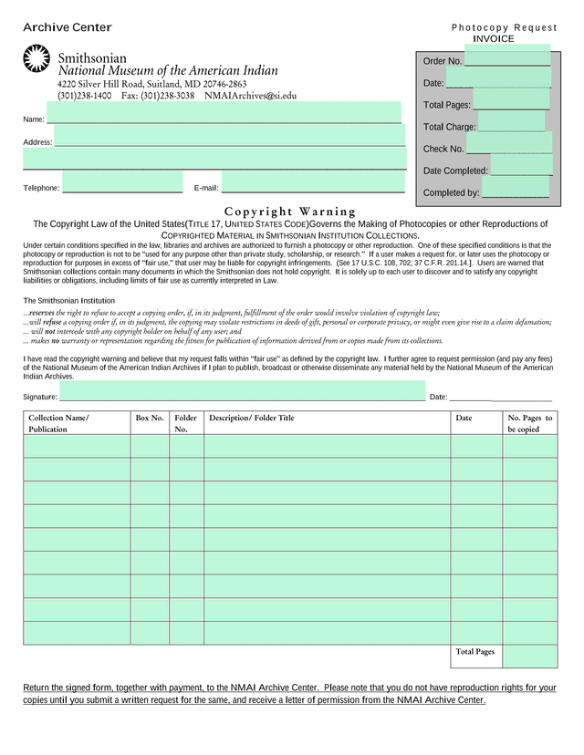Photocopy Request screenshot