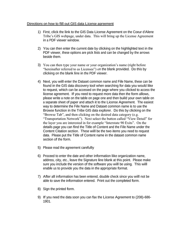GIS Data License Agreement screenshot