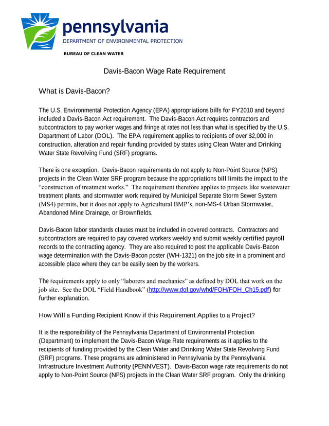 Davis Bacon Wage Rate Requirement screenshot