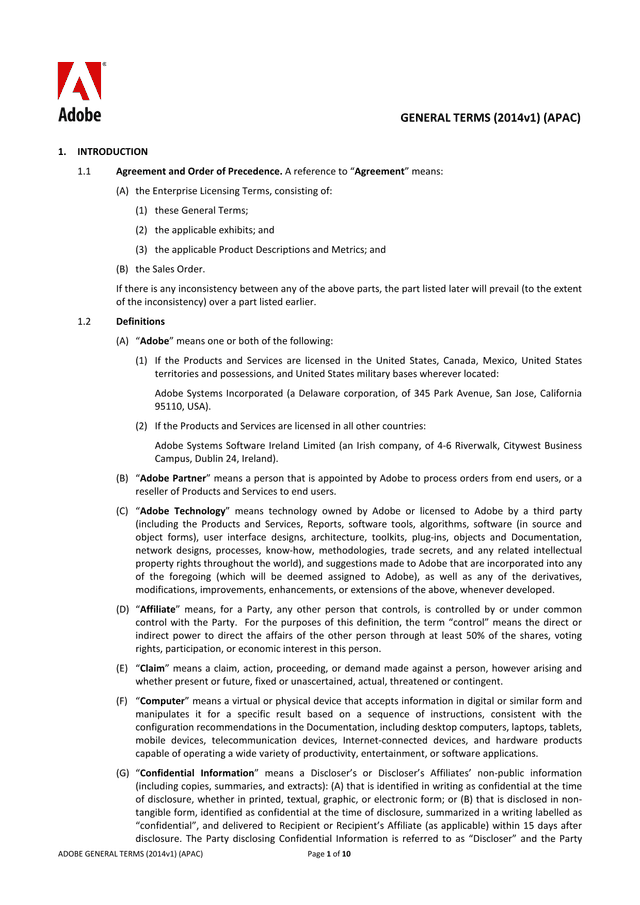 General Terms (2014v1) (APAC) screenshot