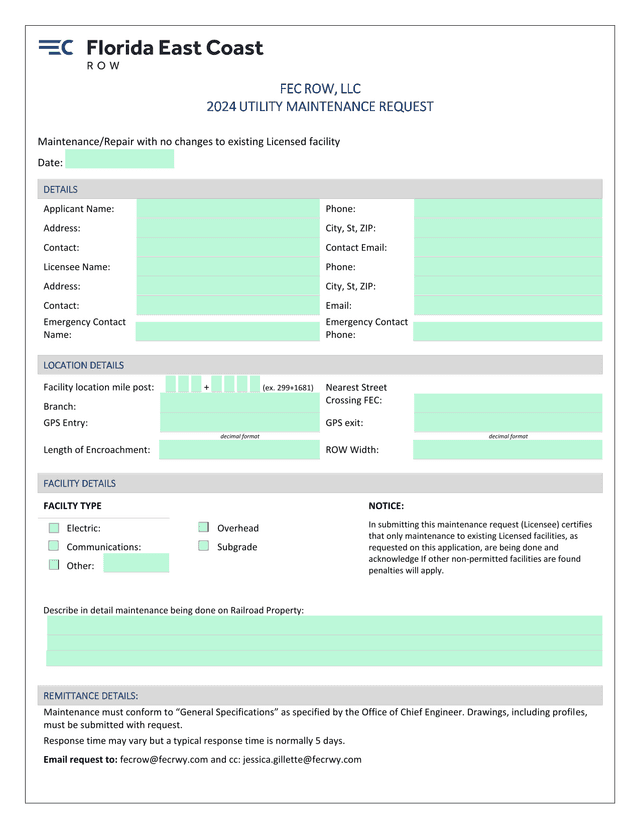 2024 UTILITY MAINTENANCE REQUEST screenshot