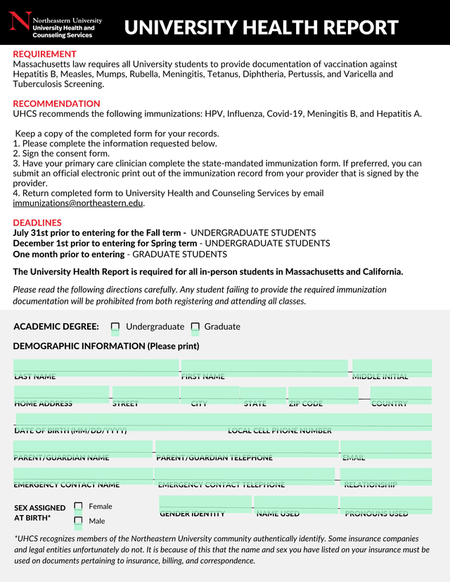 University Health Report screenshot
