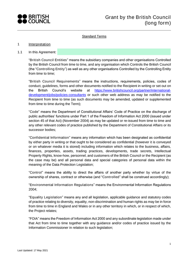 Grant By The British Council (Long Form) screenshot