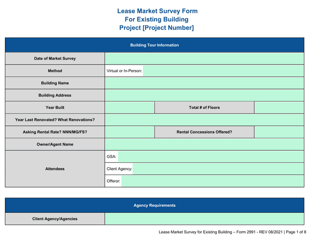 Lease Market Survey For Existing Building  Form 2991 screenshot