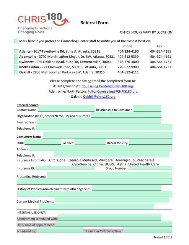Referral Form screenshot