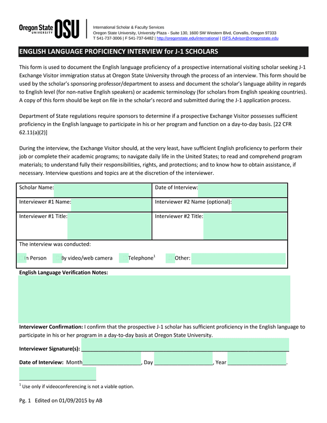 English Language Proficiency Interview For J 1 Scholars screenshot