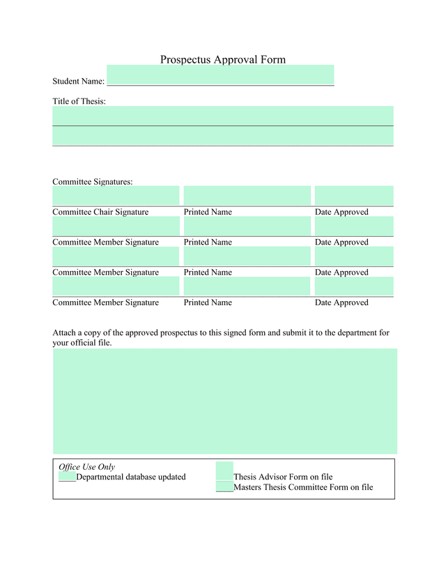 Prospectus Approval Form screenshot