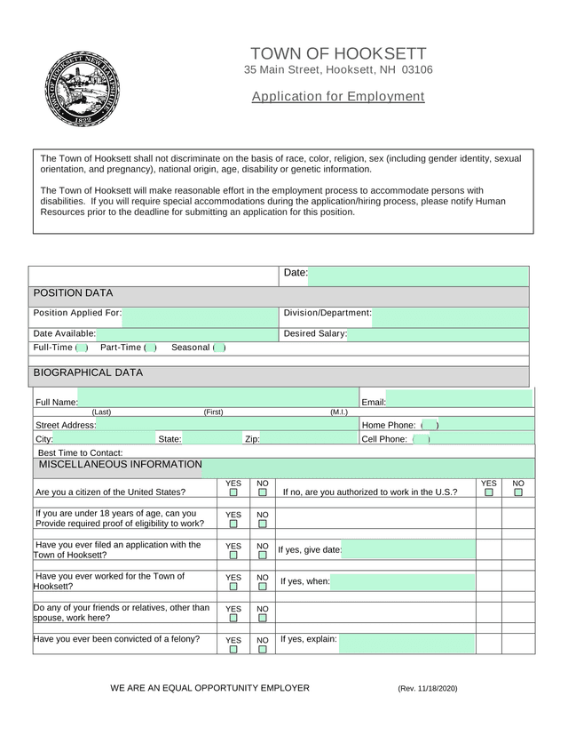 Application For Employment screenshot