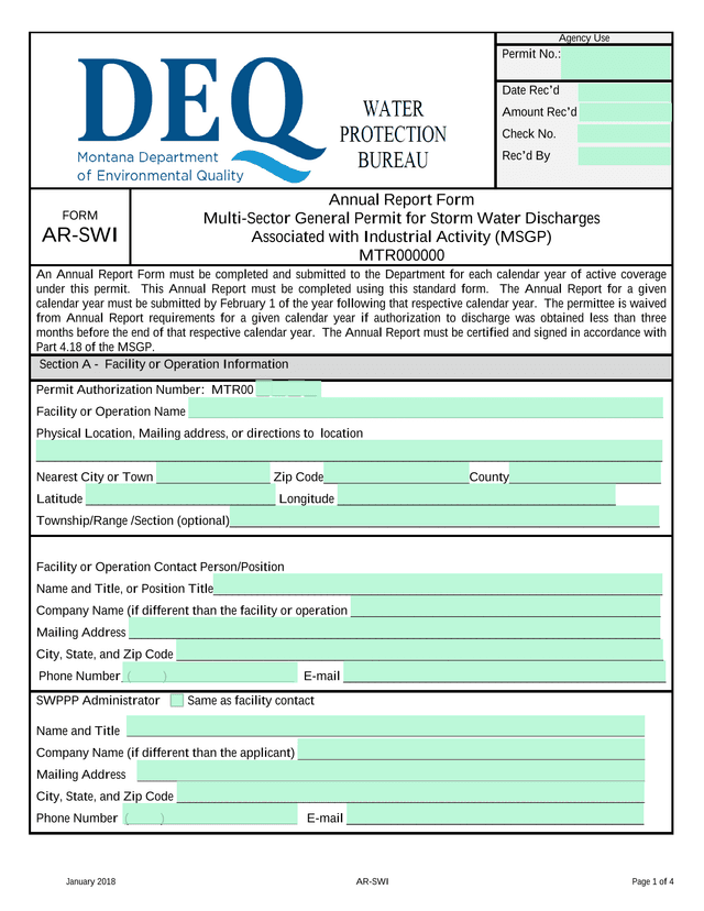 Annual Report Form   Multi Sector General Permit For Storm Water Discharges screenshot