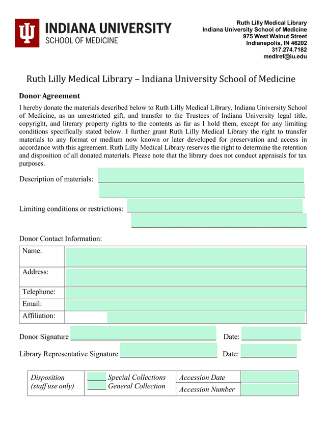 Donor Agreement screenshot