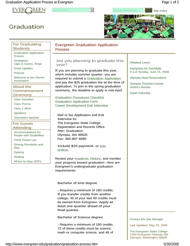 Graduation Application Process screenshot